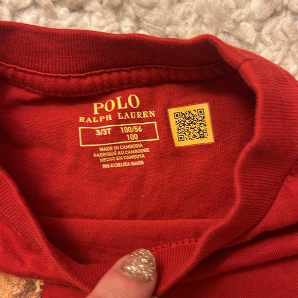 Polo Ralph Lauren Long Sleeve “Polo Bear by Ralph Lauren” Holiday Shirt Size 3T - Picture 3 of 3